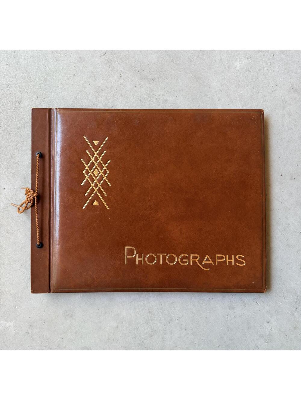 Vintage Gold Embossed Brown Photo Album Midcentury Wedding Polaroid Guest Book